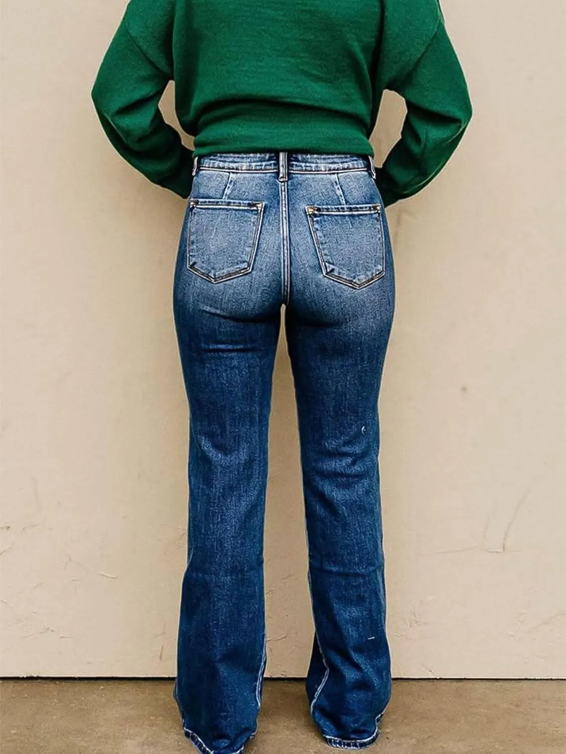 Flamingals Straight Leg Jeans for Women High Waist Casual Wash Stretchy Denim Jeans