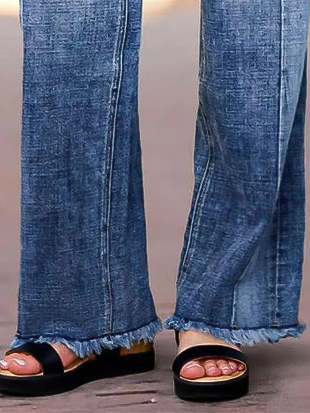 Flamingals Straight Leg Mid Rise Baggy Jeans Boyfriend Denim Strenchy Jeans Without Belt