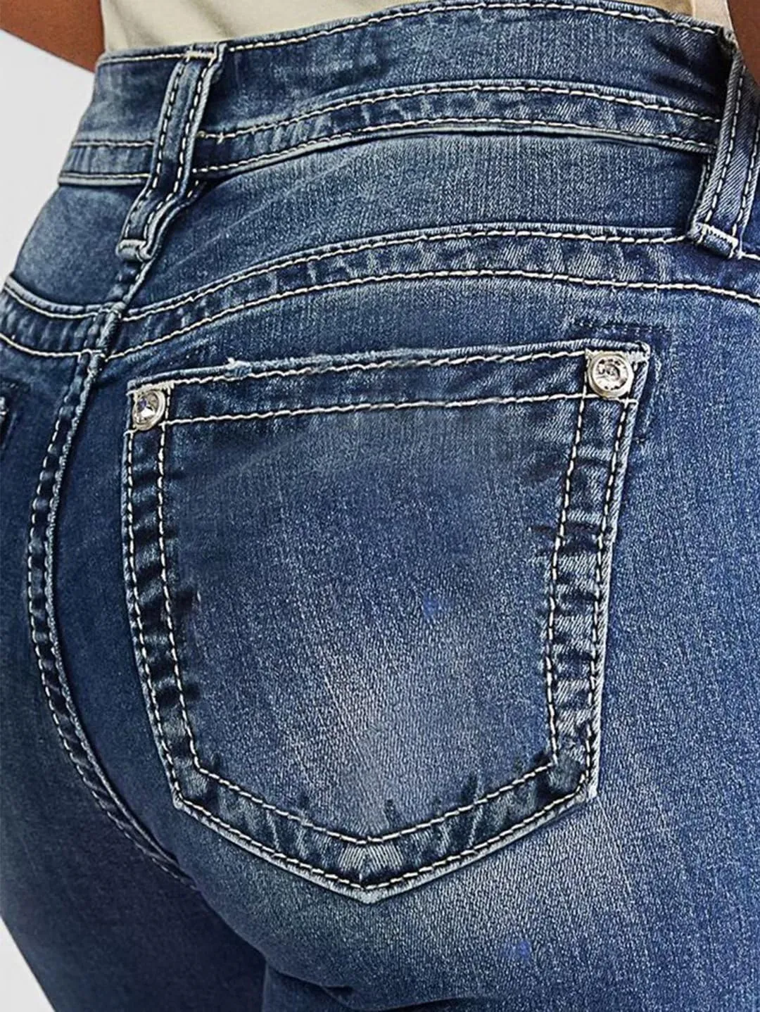 Flamingals Women's Butt Lifting Tummy Control Bootcut Jeans Skinny Leg Mid Rise Stretchy Denim Jeans