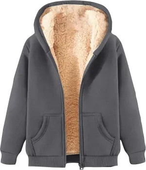 Fleece Lined Jackets for Men Winter Coats Fashion Zip Up Hoodies Sweatshirts Warm Sherpa Cardigan Sweater with Pocket