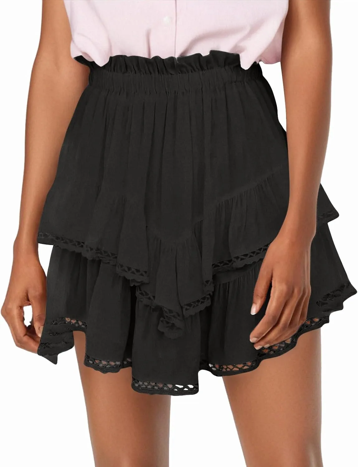Flowy Shorts for Women Ruffle Skorts Mini Skirts High Waisted Teen Gilrs Tennis Skort Summer Chiffon Boho Skirts