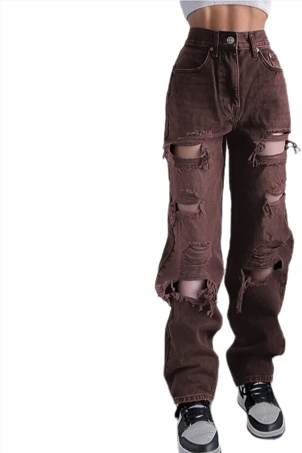Franhais Women Wide Leg Denim Pants Fashion High Waist Straight Leg Baggy Flared Y2K Jeans Trousers Streetwear
