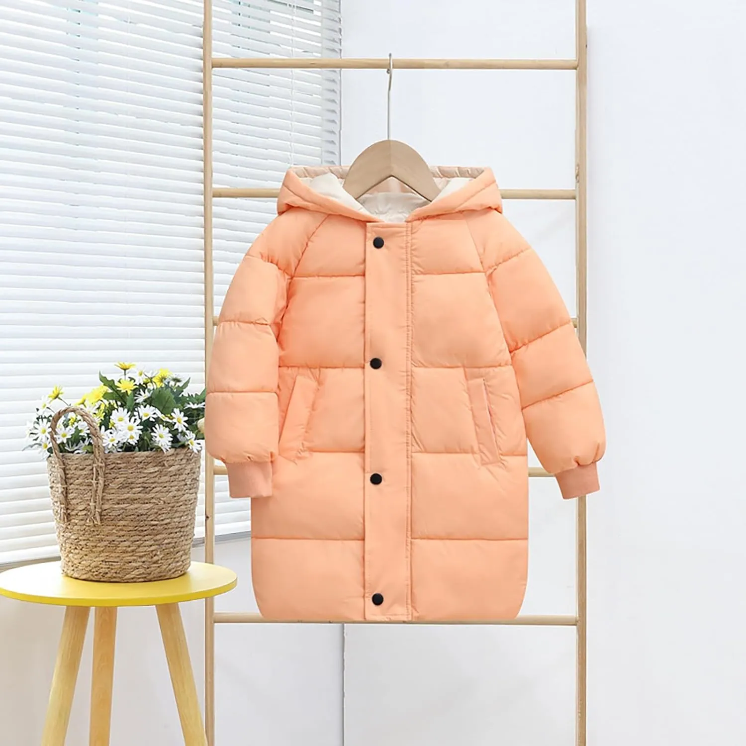 Girls Fall Winter Coat Children's Down Padded Jacket Long Cotton Padded Jacket Baby Children's