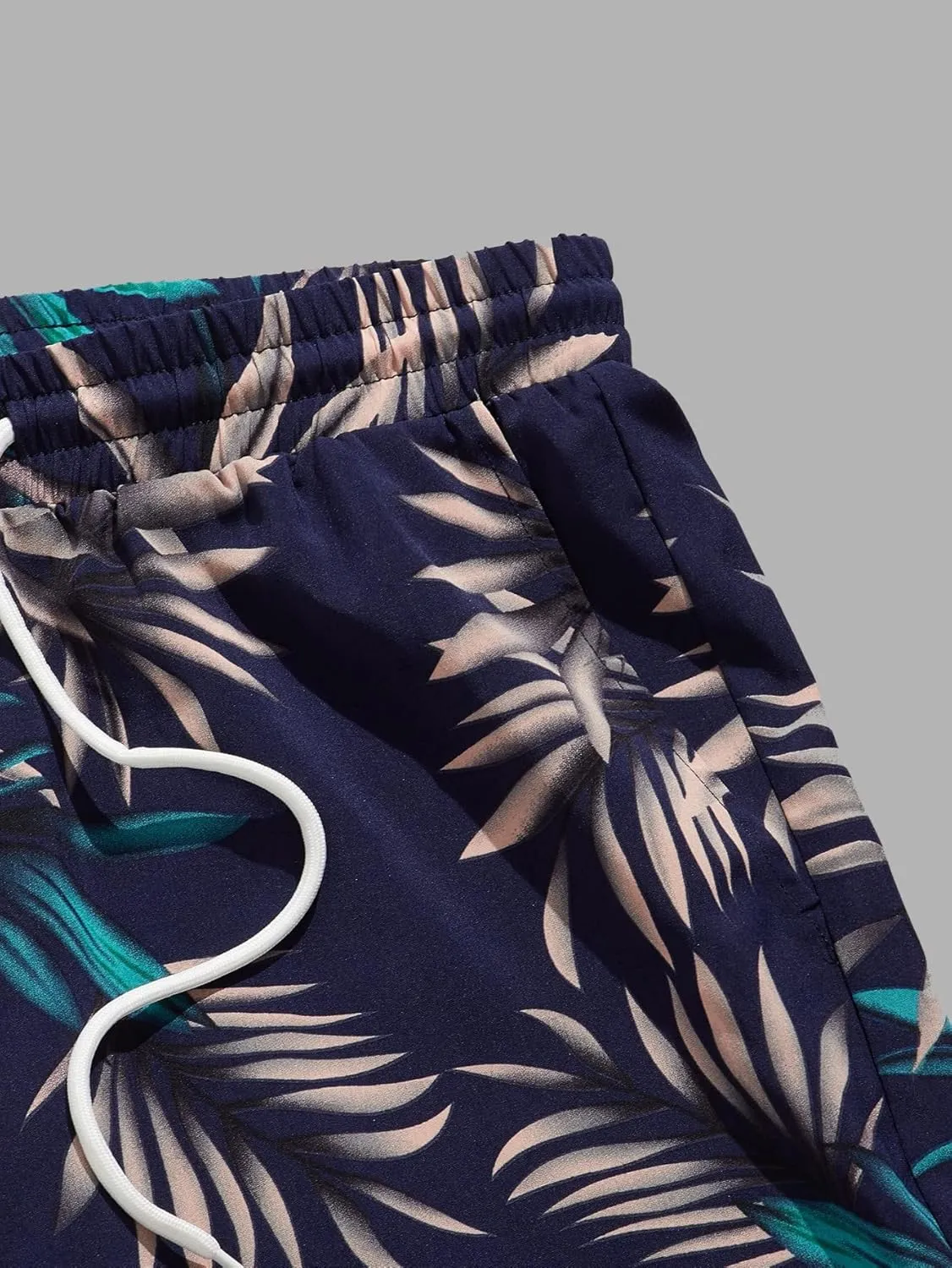 GORGLITTER Men's 2 Piece Short Sleeve Graphic Tee Hawaiian Printed Drawstring Shorts Set