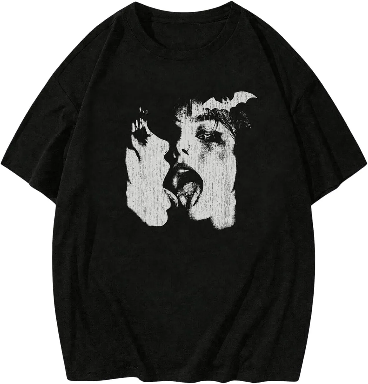 GORGLITTER Men's Figure Graphic Crewneck Tee Oversized Short Sleeve Drop Shoulder Gothic T Shirt Tops