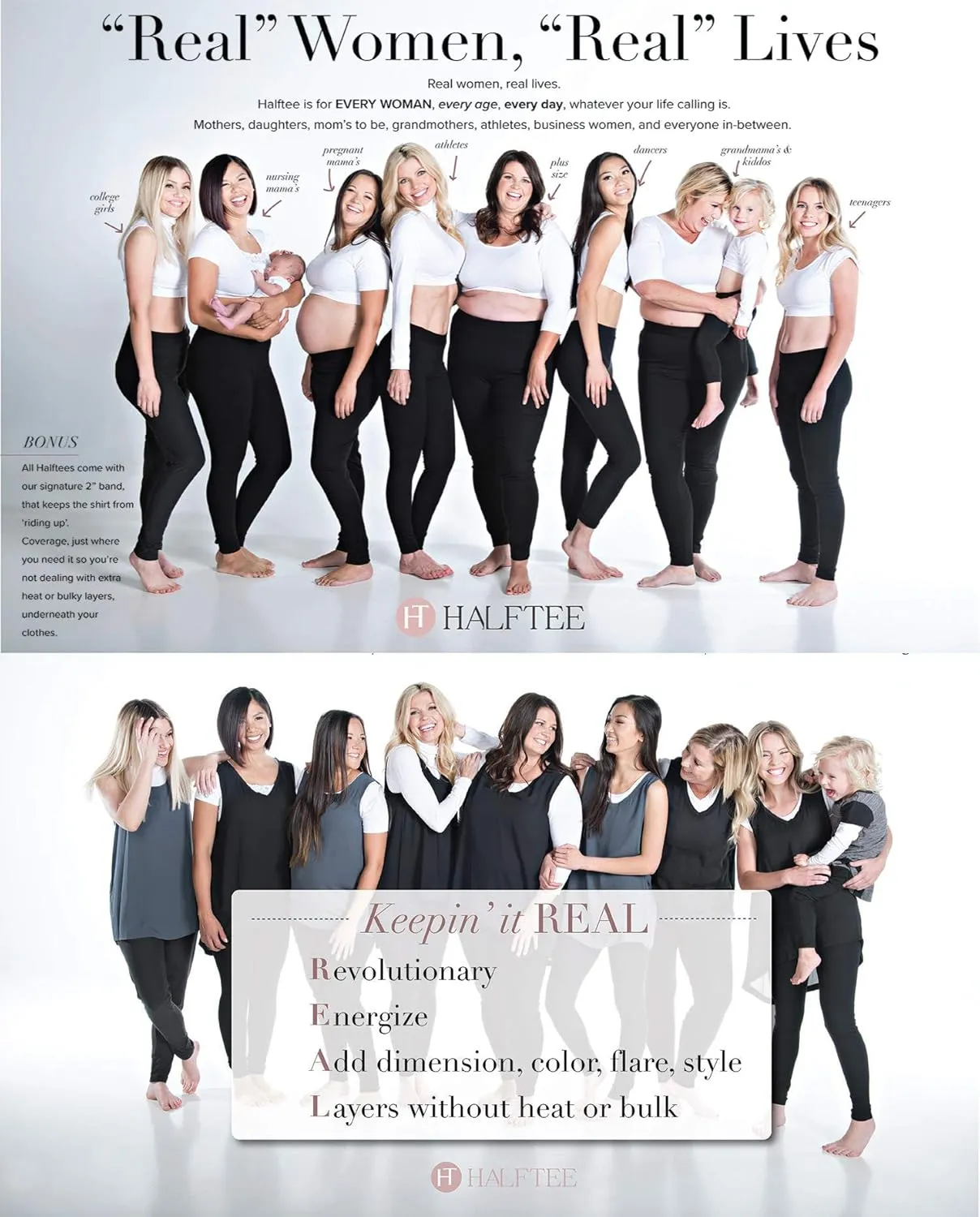 HALFTEE Bell Sleeve Layering Tee | Crop Tops for Women & Teens | XS-3X