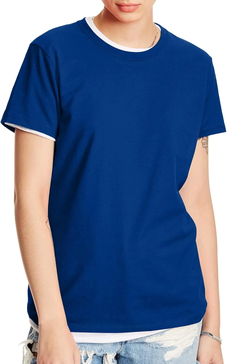 Hanes Perfect-T Crewneck T-Shirt, Lightweight Cotton Short Sleeve Tee for Women