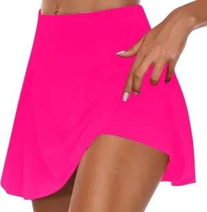 HGps8w Tennis Skirt for Women with Built-in Shorts Stretchy High Waisted Flowy Athletic Golf Skorts Skirts for Running Casual