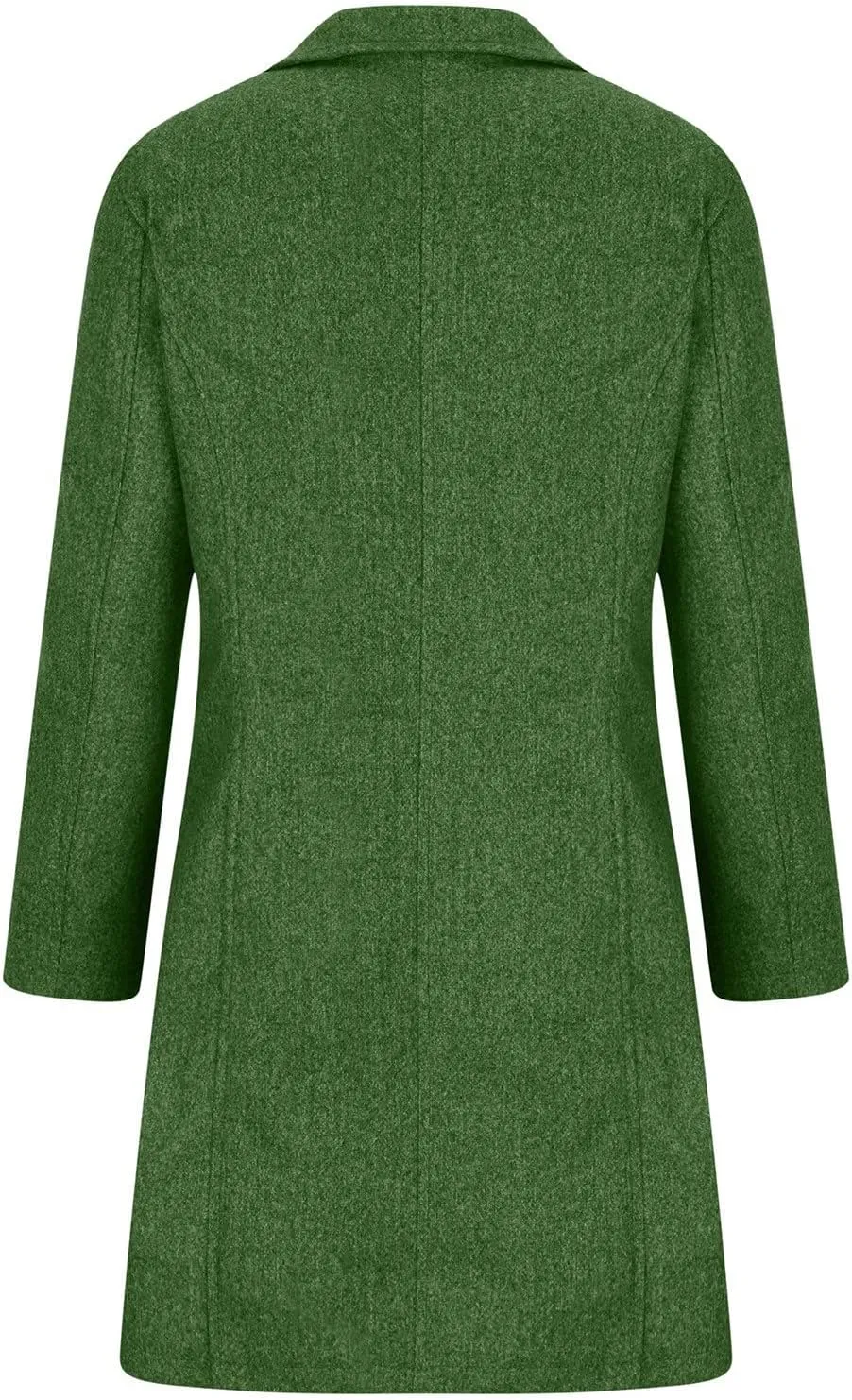 HGps8w Women's Elegant Stand Collar Trench Pea Coat Single-Breasted Solid Color Mid-Long Wool Blended Outwear Jacket