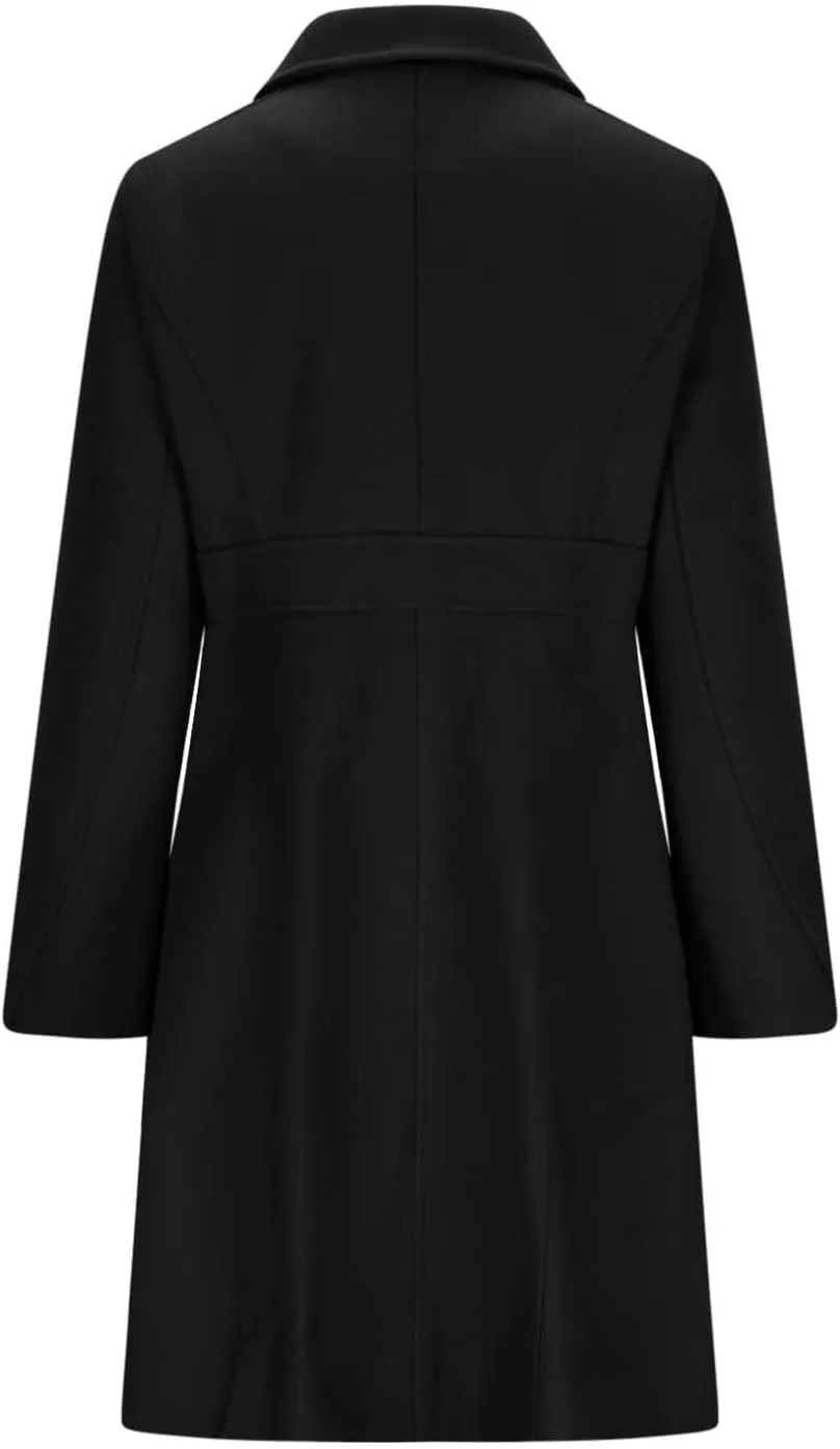 HGps8w Women's Winter Woolen Trench Coat Single Breasted Business Casual Midi Long Lapel Jacket with Pockets