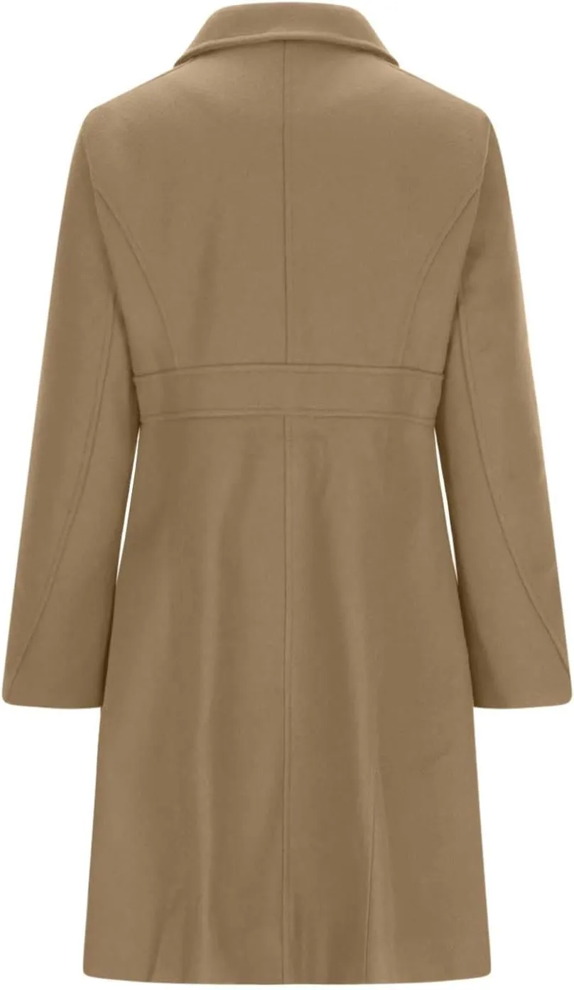 HGps8w Women's Winter Woolen Trench Coat Single Breasted Business Casual Midi Long Lapel Jacket with Pockets