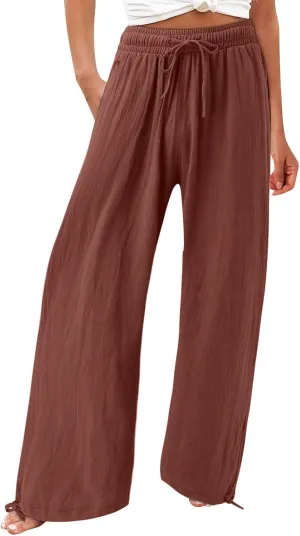High Waisted Palazzo Pants for Women, Wide Leg Trousers Women, Casual Boho Pants with Pockets for Work or Lounge