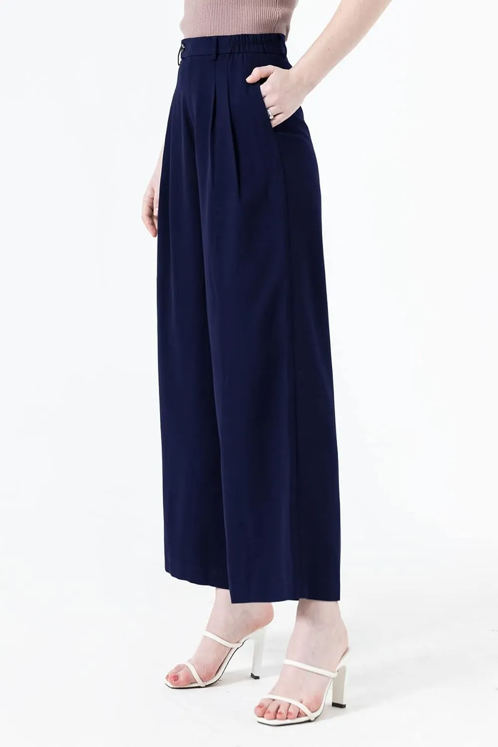 High Waisted Petite Wide Leg 70s Work Pants Palazzo for Office Casual Business Women