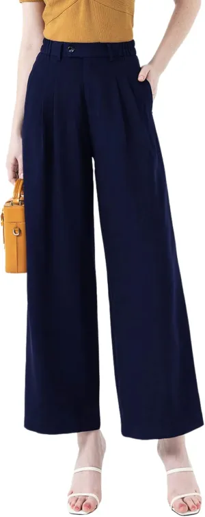 High Waisted Petite Wide Leg 70s Work Pants Palazzo for Office Casual Business Women
