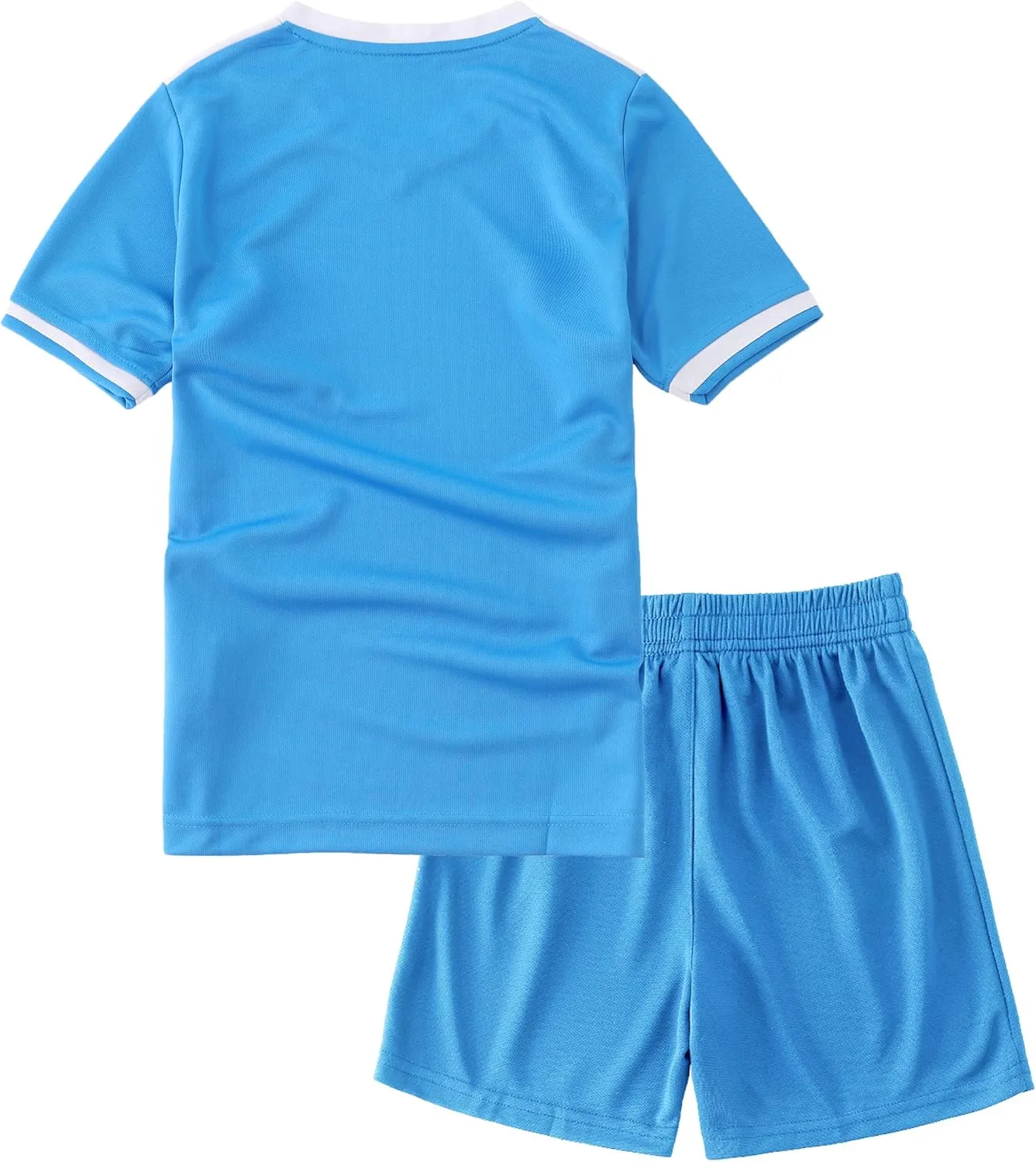 Hiheart Boys Quick Dry Short Sleeve T-shirt and Mesh Shorts Soccer Set