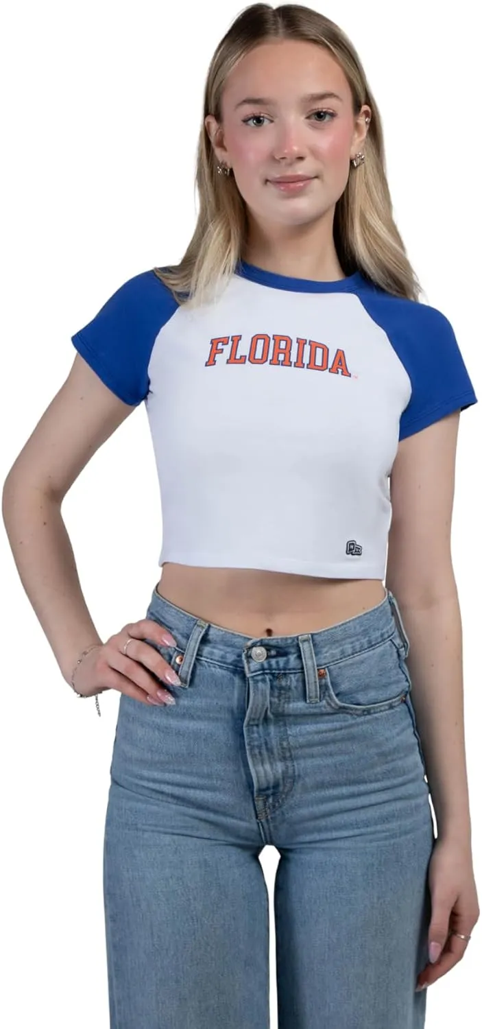 Hype & Vice Homerun Tee for Women (X-Small) - University of Florida Tank Top for Women, Crop T-Shirt, College Shirts for Game Days - Royal