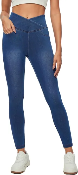 IUGA Stretchy High Waisted Jeans for Women Jeggings Tummy Control Skinny Jeans Work Pants with Pockets