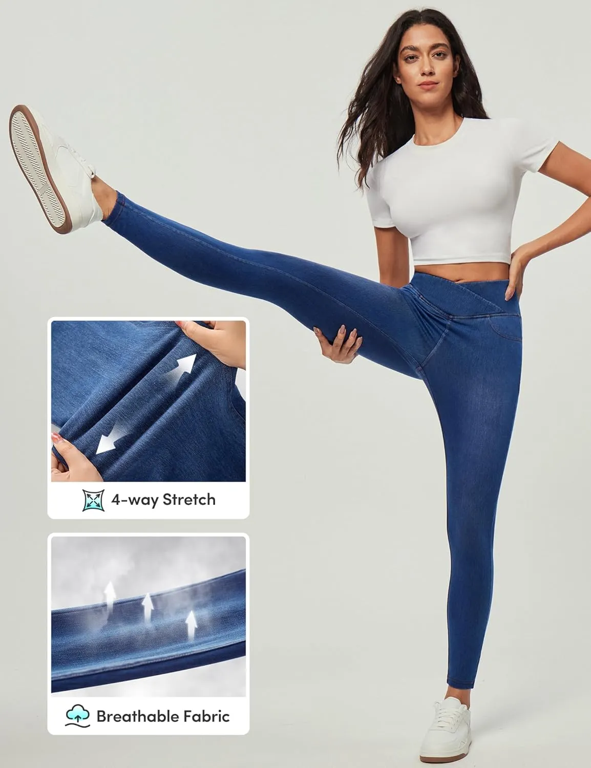 IUGA Stretchy High Waisted Jeans for Women Jeggings Tummy Control Skinny Jeans Work Pants with Pockets