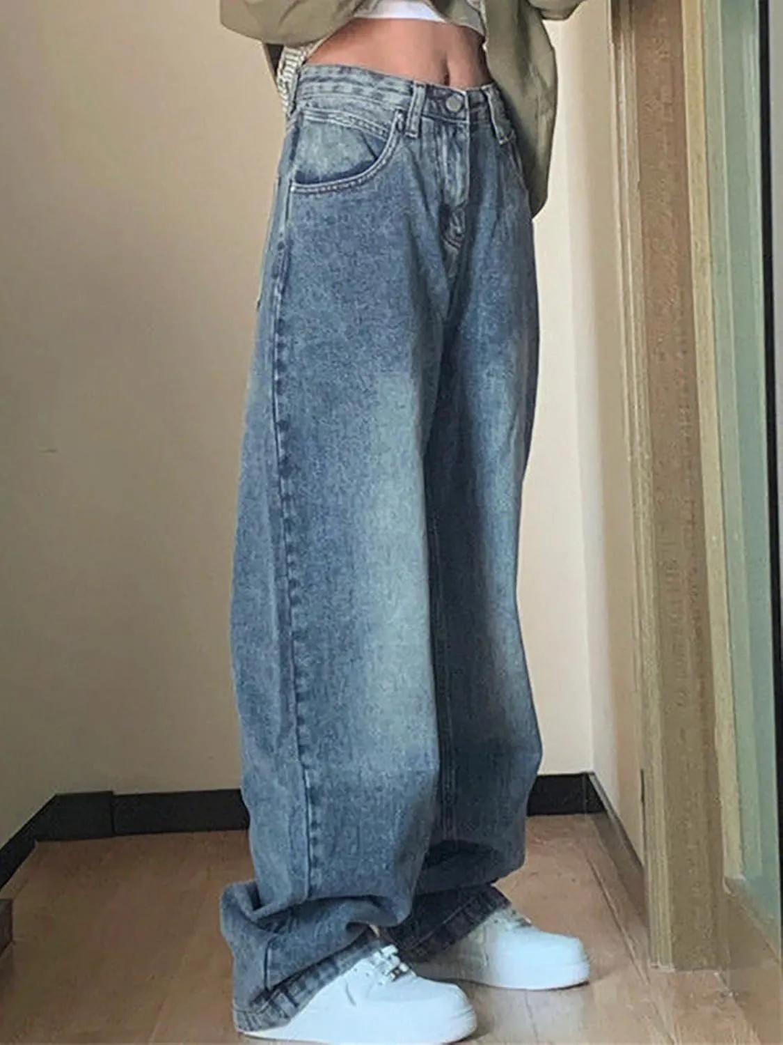 Jeans for Women Wide Leg Baggy Jeans Low Waist Vintage Loose Boyfriend Denim Pants Y2K