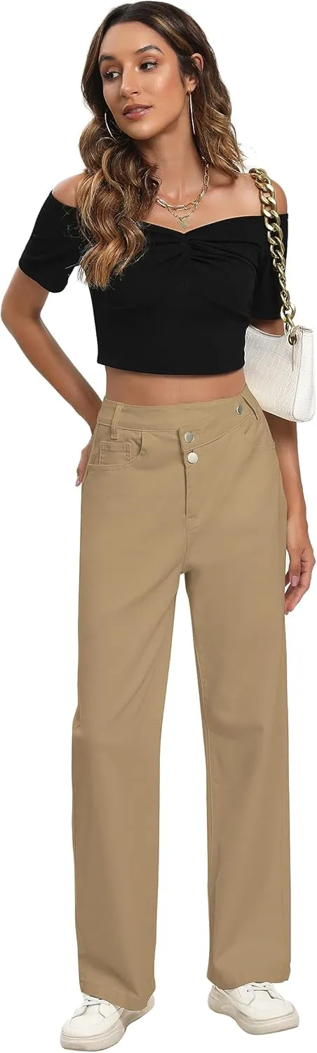 Jeans Women High Waist Wide Leg Baggy Jeans Boyfriends Stretch Denim Pants