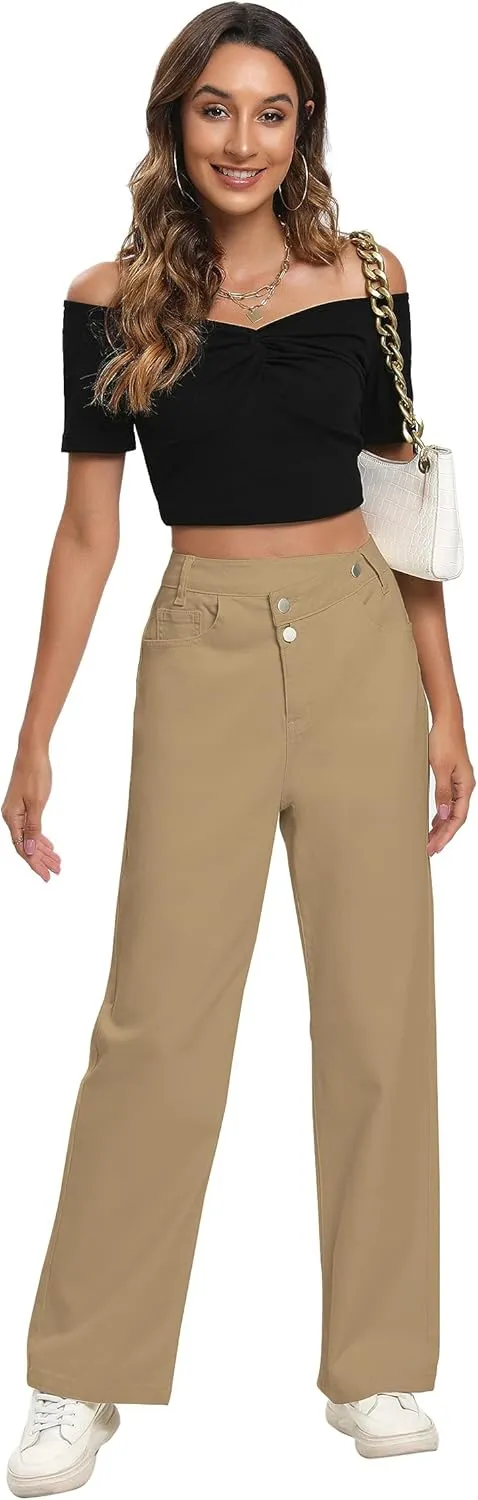 Jeans Women High Waist Wide Leg Baggy Jeans Boyfriends Stretch Denim Pants
