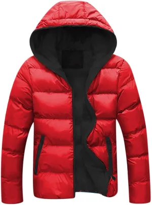 JIEMUXIU Mens Puffer Jacket Lightweight Packable Quilted Color Block Bubble Down Jackets Winter Warm Fashion Thick Outwear