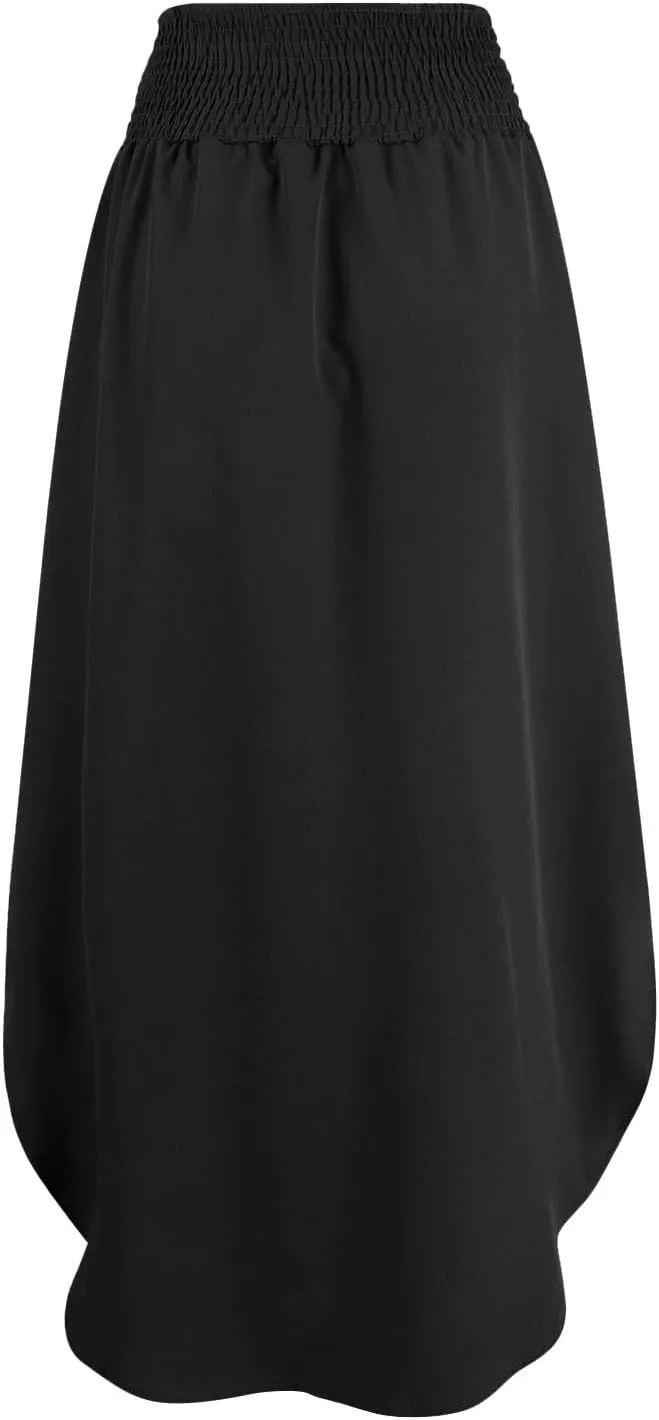 JJHAEVDY Skirts for Women Solid Irregular Hem Maxi Skirt Elastic High Waisted Skirts Loose Casual Fashion Skirts with Pockets