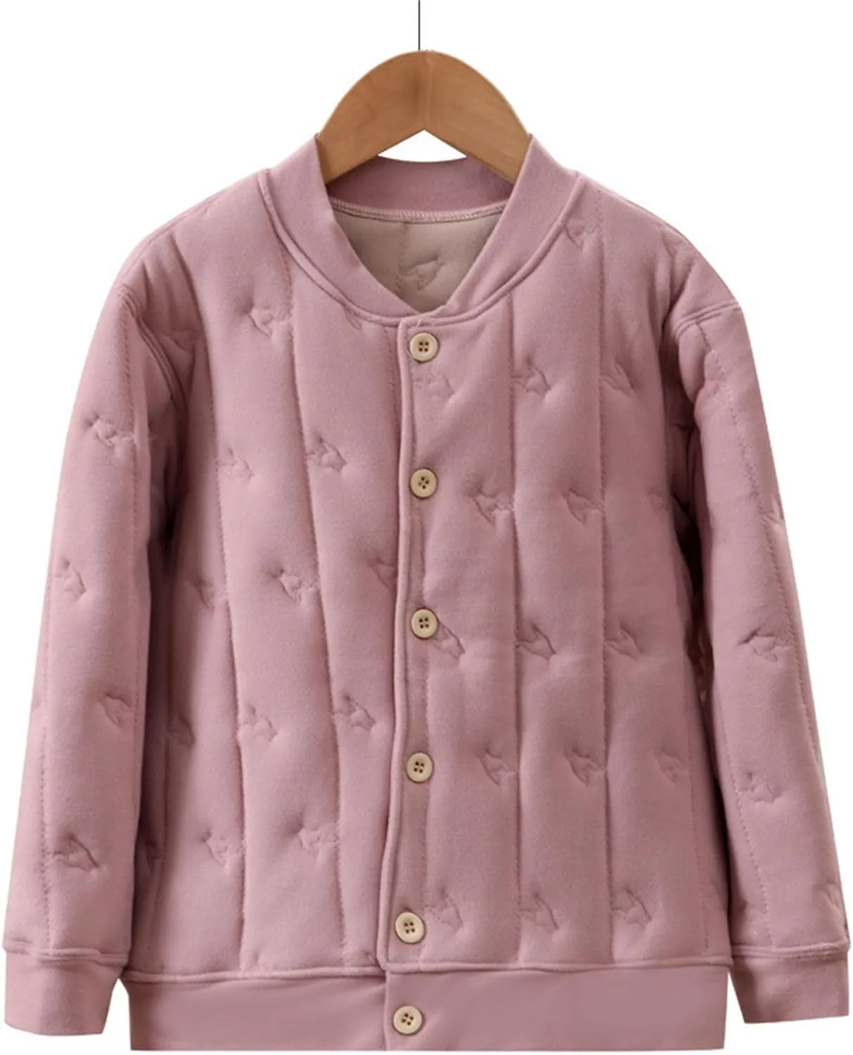 Kids Winter Coat Fleece Lined Quilted Jacket Padded Coat Boys Girls Button Down Cotton Thicken Warm Insulated Jacket
