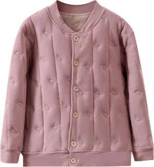 Kids Winter Coat Fleece Lined Quilted Jacket Padded Coat Boys Girls Button Down Cotton Thicken Warm Insulated Jacket