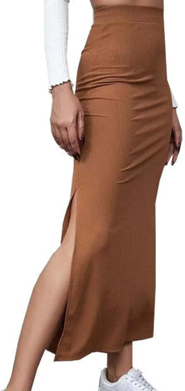 Ladies Skorts Skirt for Women Ribbed Wrap Slit Pencil Criss Cross Basic Maxi Long Skorts 2025 Regular Fit