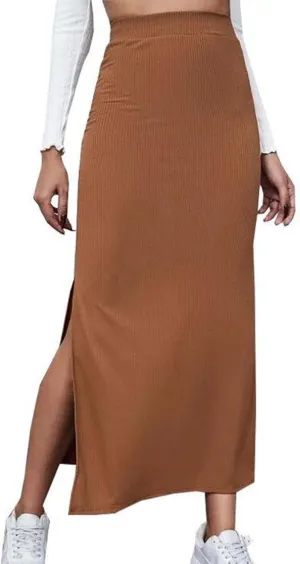 Ladies Skorts Skirt for Women Ribbed Wrap Slit Pencil Criss Cross Basic Maxi Long Skorts 2025 Regular Fit