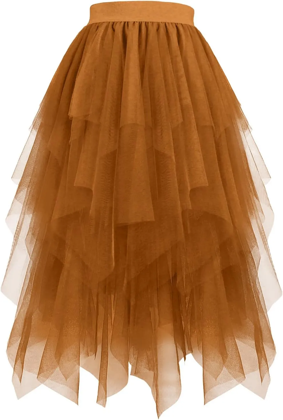 Layered Tulle Skirt for Women Gothic Asymmetrical Mesh Maxi Skirts Fashion High Waist Costume Style