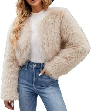 LCMTWX Faux Fur Coat Women Fashion Faux Superficial Knowledge Long Sleeve Fleece Shaggy Lightweight Fall Faux Fur Ken Fur
