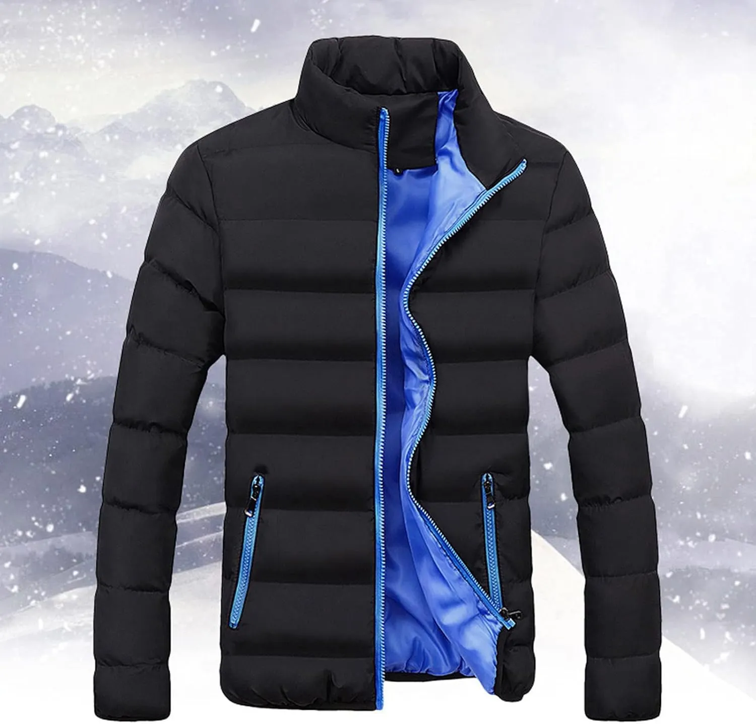 LCMTWX Men's Thick Thermal Winter Jacket Stand Collar Knitted Splice Sweater Coat Casual Cardigan Stylish Outwear Mens