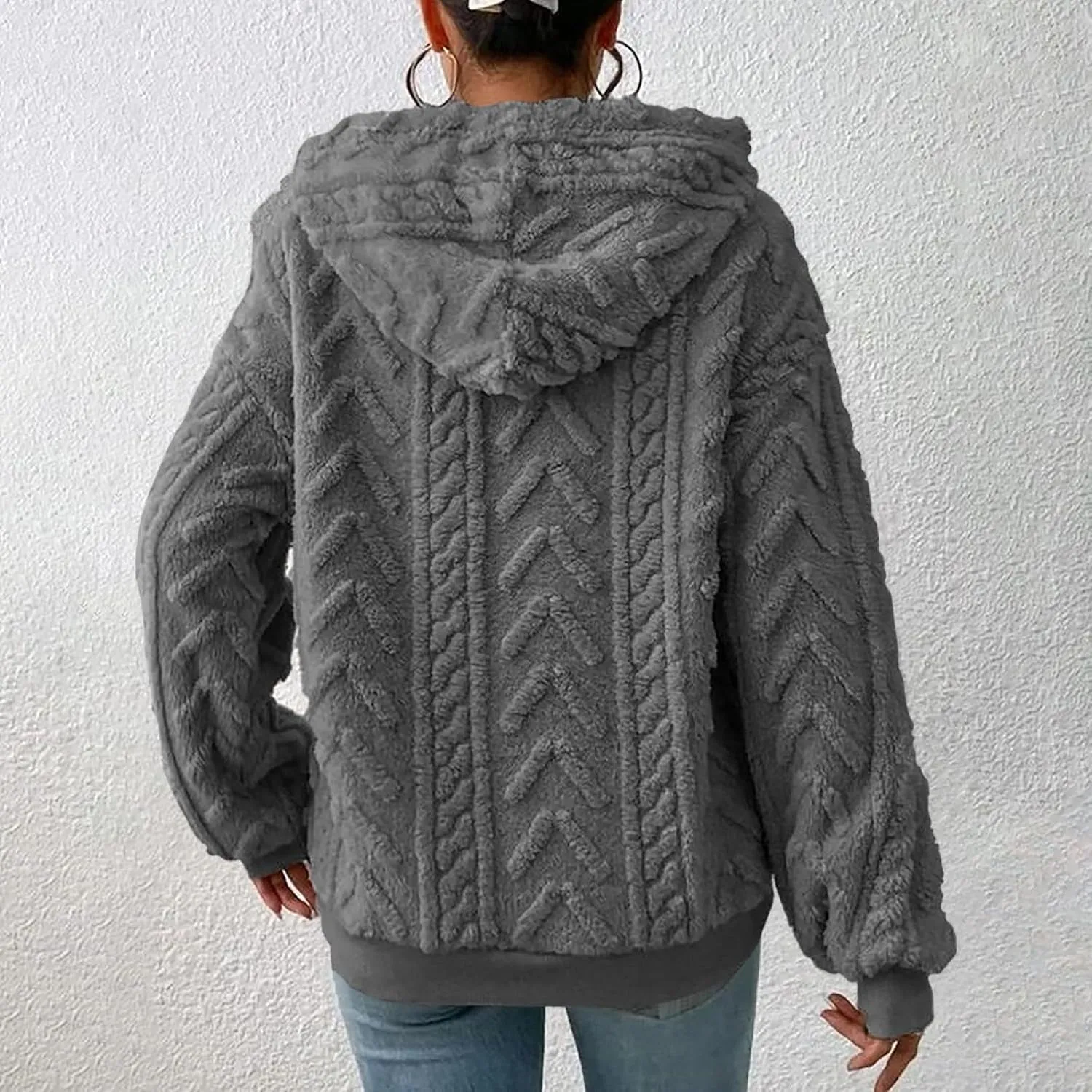 LCMTWX Winter Coats for Women Women's New Solid Hooded Thickened Jacquard Long Sleeve Color Block Patchwork Cardigan Winter