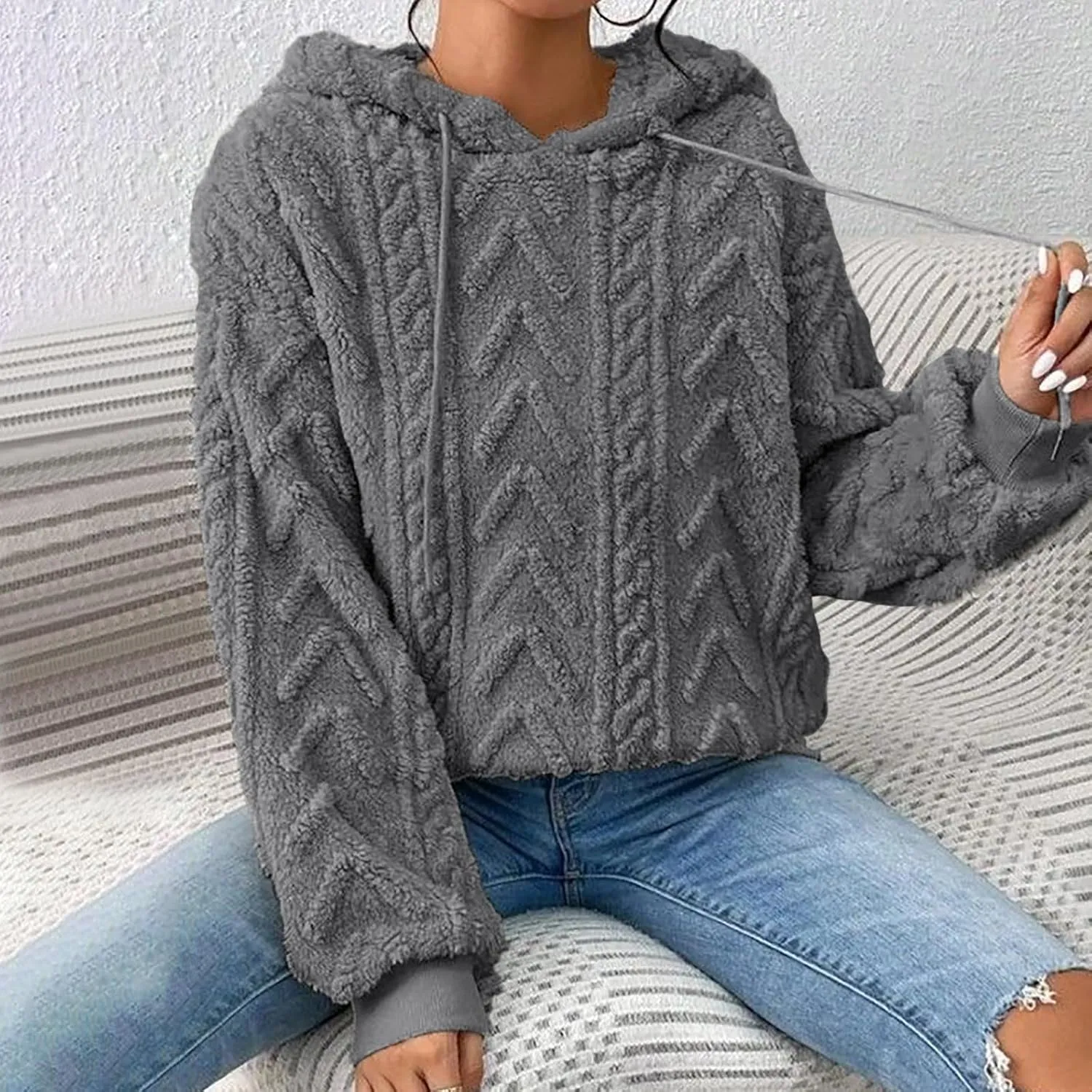 LCMTWX Winter Coats for Women Women's New Solid Hooded Thickened Jacquard Long Sleeve Color Block Patchwork Cardigan Winter