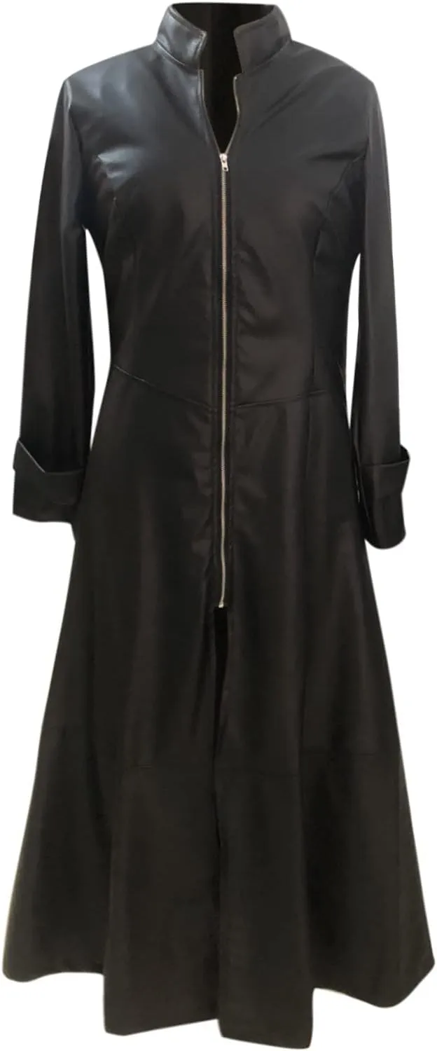 Leather Jacket Women Zip PU Long Trench Coats Long Sleeve Jackets Dress Motorcycle Faux Leather Going Out Outfits