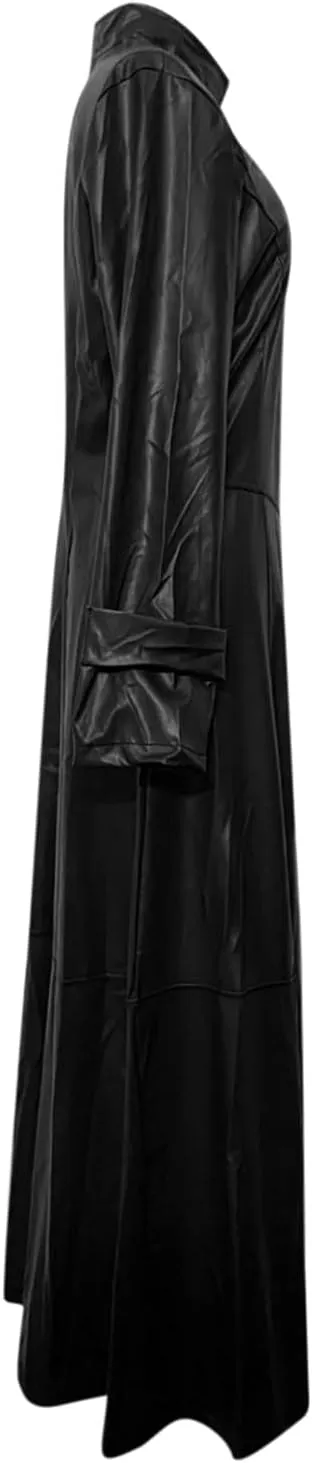 Leather Jacket Women Zip PU Long Trench Coats Long Sleeve Jackets Dress Motorcycle Faux Leather Going Out Outfits