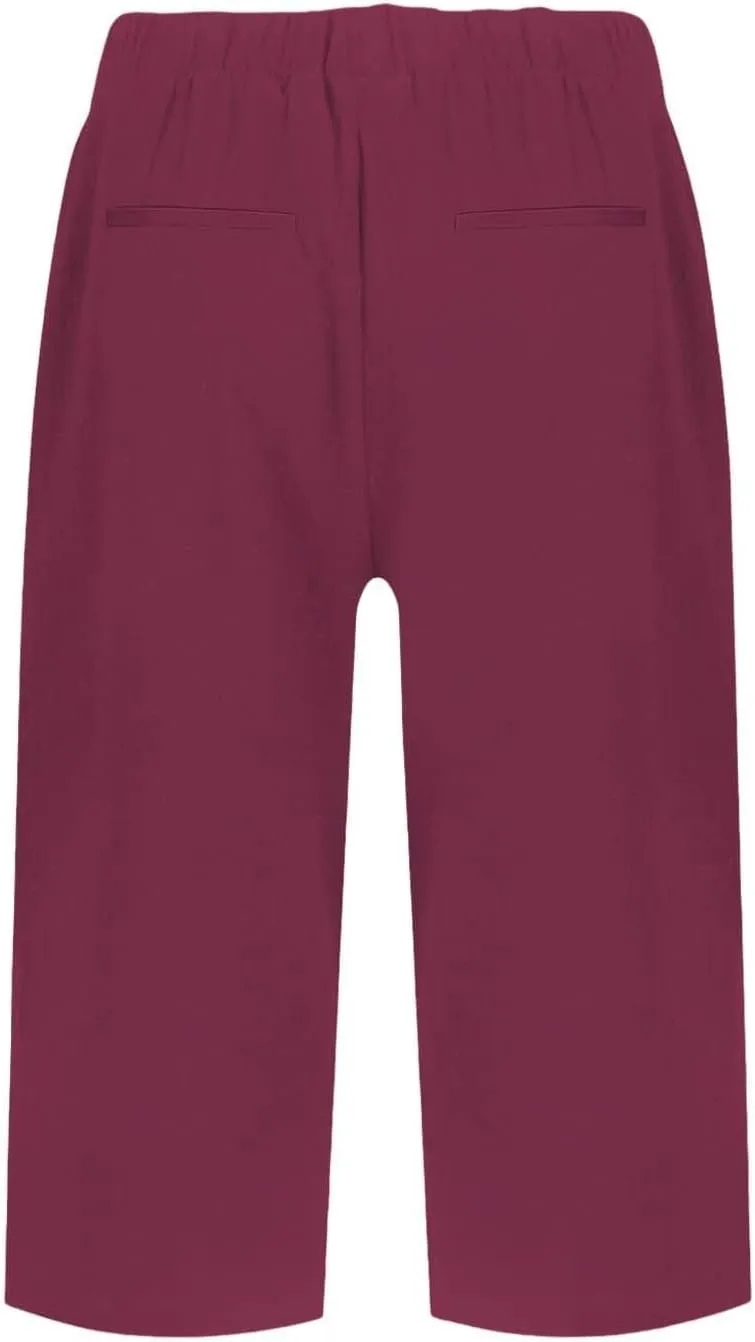 Linen Pants Cropped Pants Cotton Linen Elastic Waist Trousers Casual Loose Business Work Lounge Long Trousers