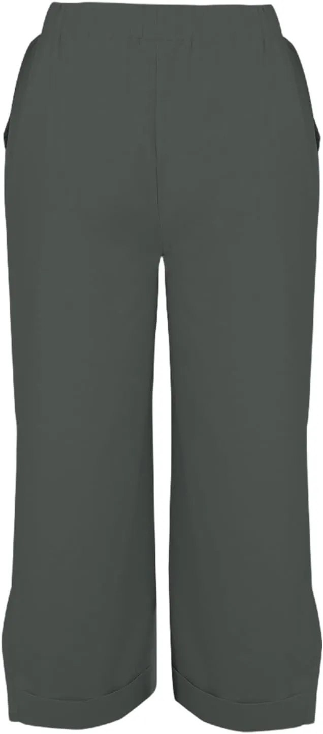 Linen Pants for Women Elastic Pants Long Linen Women Cotton Casual Slit Trouser Pants with Pockets Summer 2025