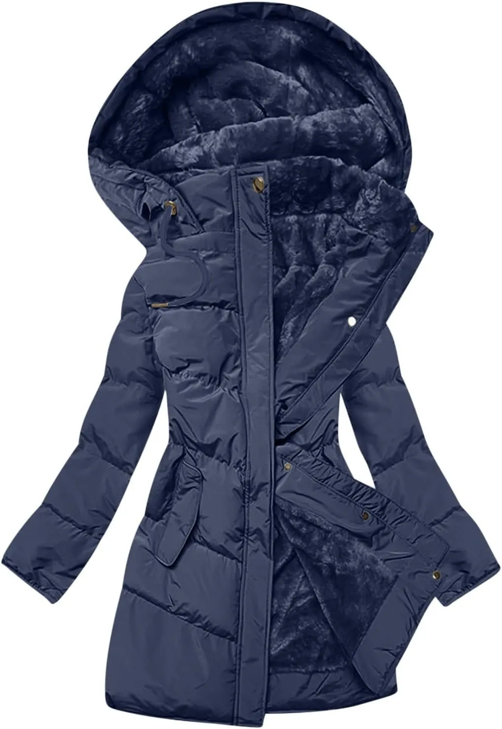 Long Winter Coats For Women Fleece Lined Warm Long Puffer Jacket Thicken Parka Outwear With Hood Down Quilted Jackets