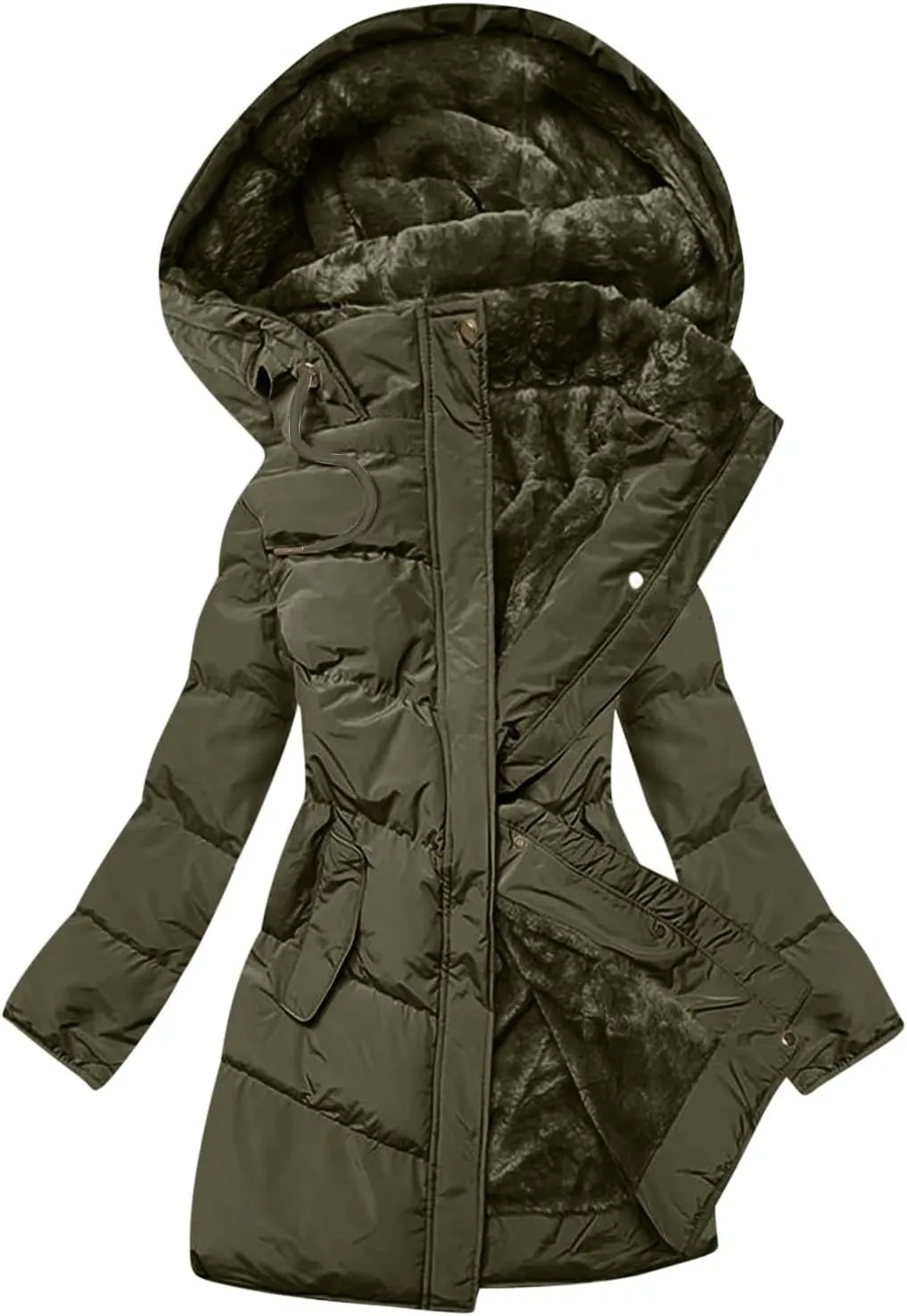 Long Winter Coats For Women Fleece Lined Warm Long Puffer Jacket Thicken Parka Outwear With Hood Down Quilted Jackets