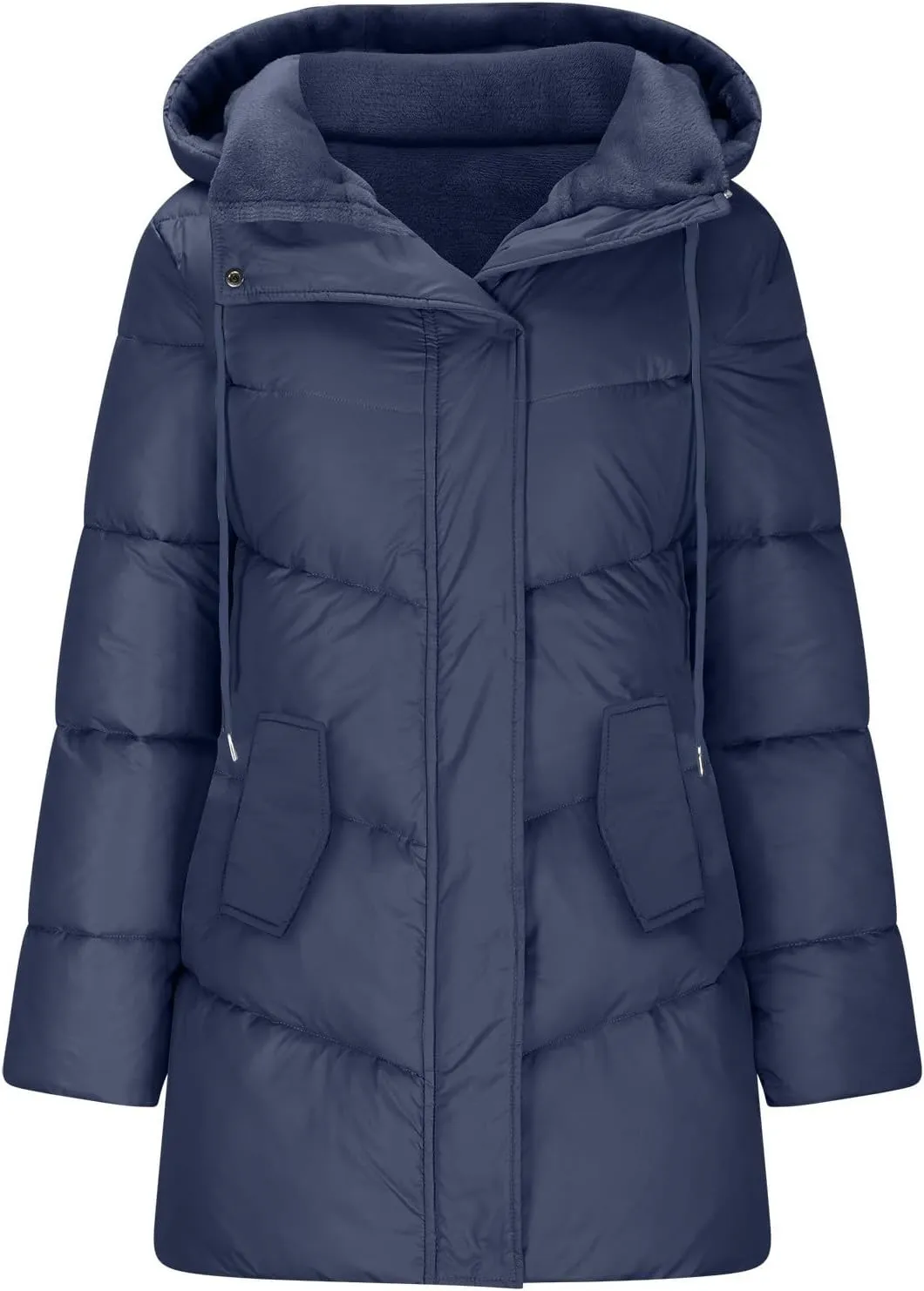 Long Winter Coats For Women Fleece Lined Warm Long Puffer Jacket Thicken Parka Outwear With Hood Down Quilted Jackets