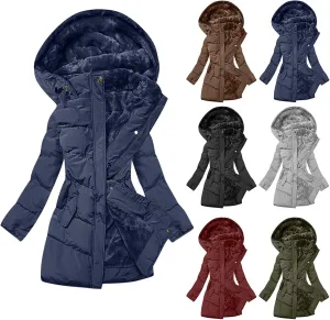 Long Winter Coats For Women Fleece Lined Warm Long Puffer Jacket Thicken Parka Outwear With Hood Down Quilted Jackets