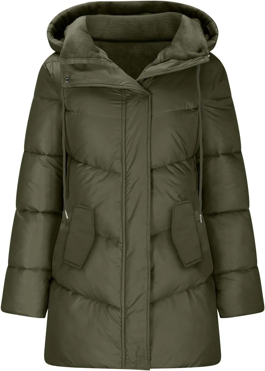 Long Winter Coats For Women Fleece Lined Warm Long Puffer Jacket Thicken Parka Outwear With Hood Down Quilted Jackets