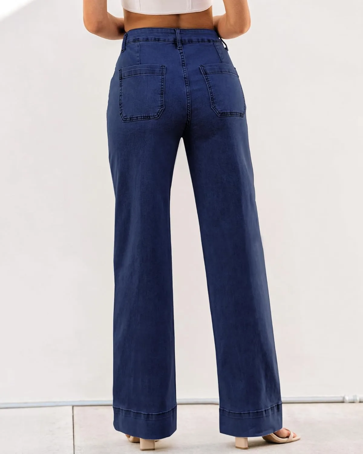 luvamia Wide Leg Jeans for Women Trendy High Waist Straight Leg Baggy Jeans Stretchy Denim Pants Trouser Jeans