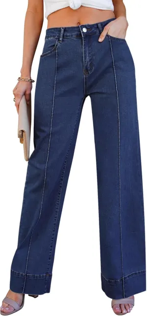 luvamia Wide Leg Jeans for Women Trendy High Waist Straight Leg Baggy Jeans Stretchy Denim Pants Trouser Jeans
