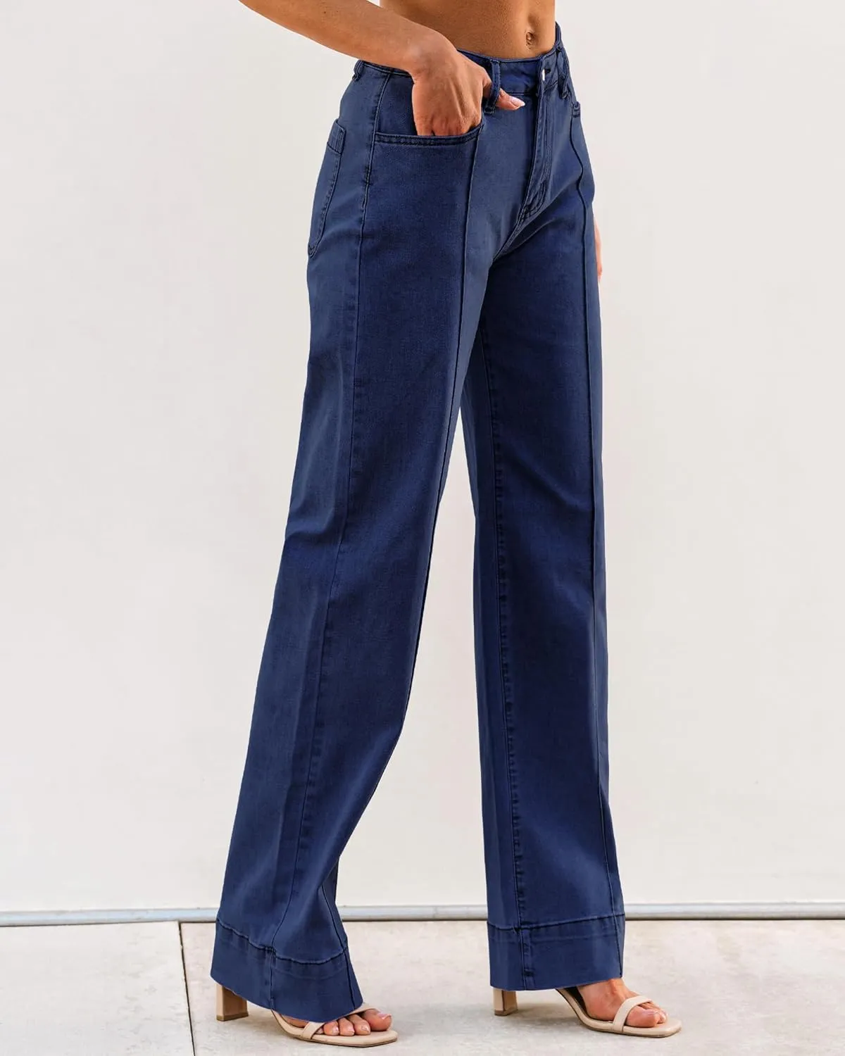 luvamia Wide Leg Jeans for Women Trendy High Waist Straight Leg Baggy Jeans Stretchy Denim Pants Trouser Jeans