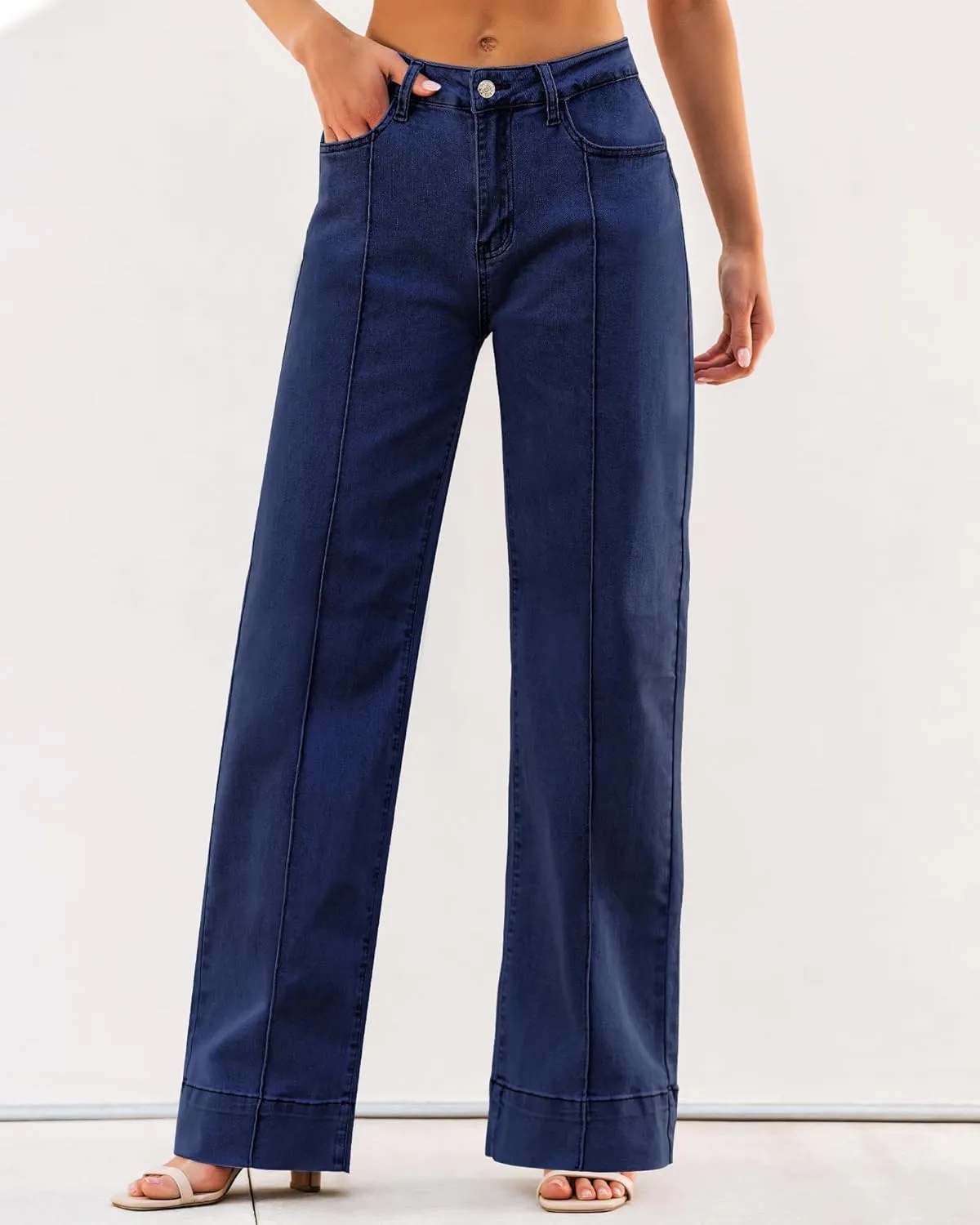 luvamia Wide Leg Jeans for Women Trendy High Waist Straight Leg Baggy Jeans Stretchy Denim Pants Trouser Jeans