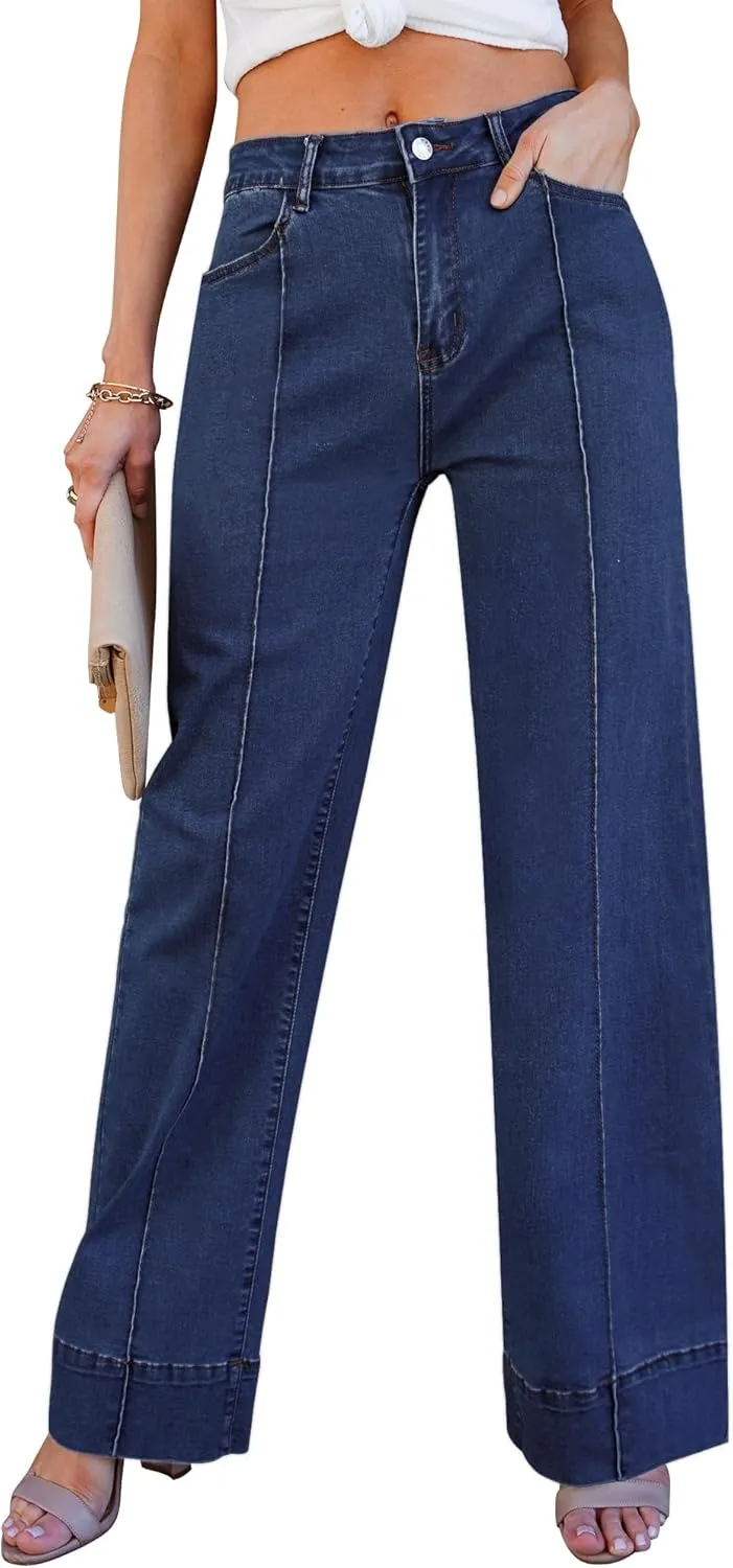luvamia Wide Leg Jeans for Women Trendy High Waist Straight Leg Baggy Jeans Stretchy Denim Pants Trouser Jeans
